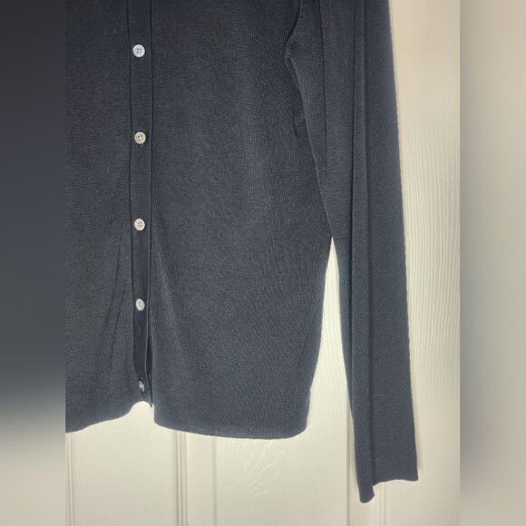Banana Republic XL Black 100% SILK LngSlv Knit Buttons Up Women's Cardigan - Picture 3 of 6